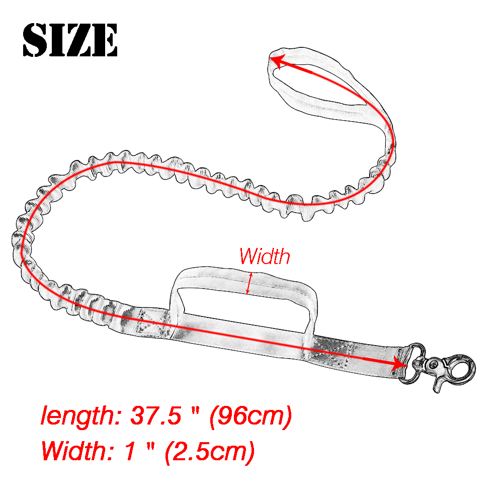 Tactical Dog Bungee Leash Nylon Military Dog No- Pull Training Leads Elastic Dog Pet Leash For Medium Large Pet Walking Training