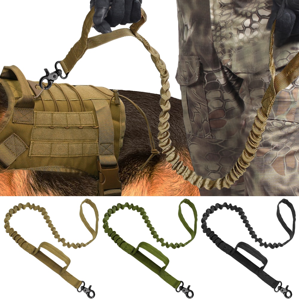 Tactical Dog Bungee Leash Nylon Military Dog No- Pull Training Leads Elastic Dog Pet Leash For Medium Large Pet Walking Training