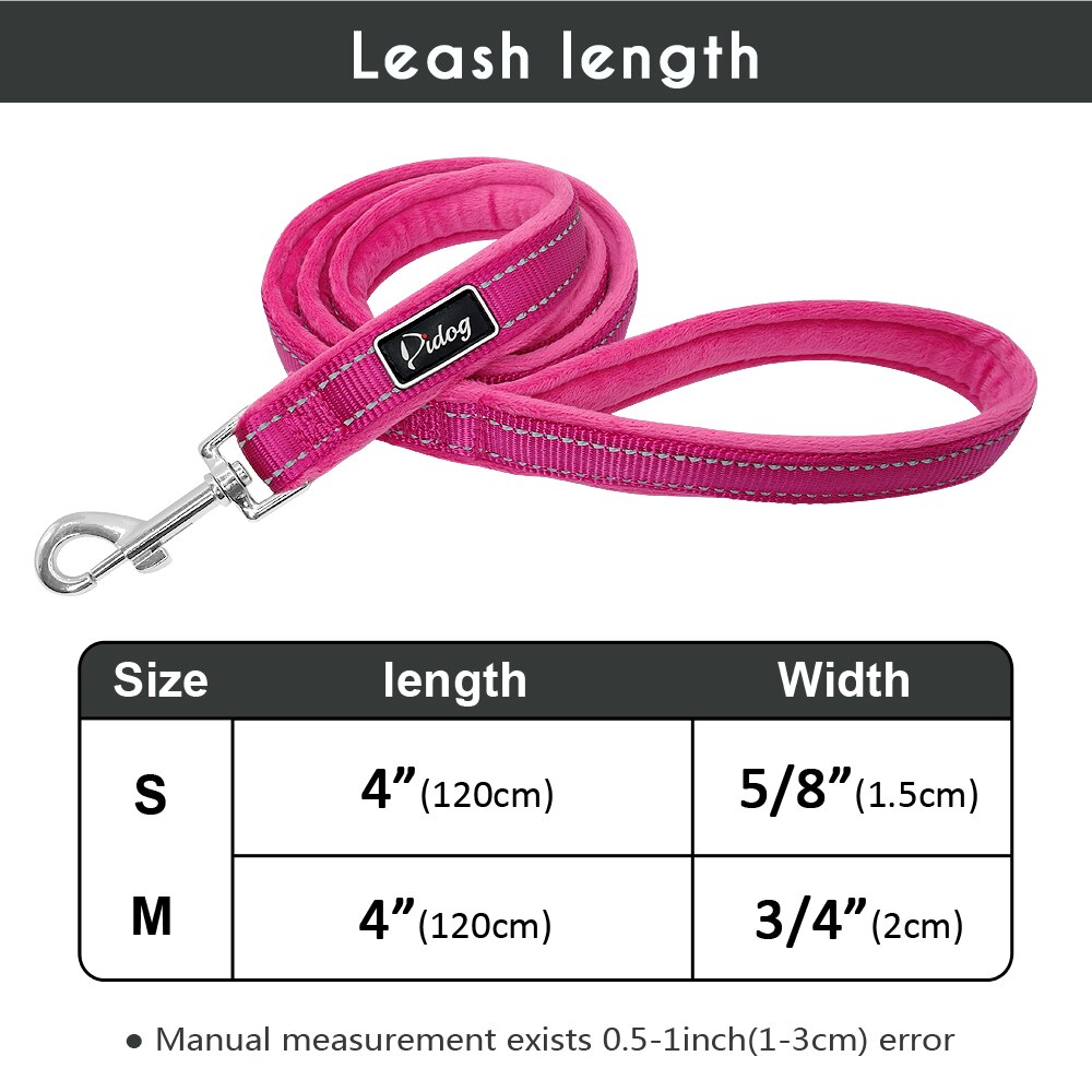 Reflective Dog Leash Nylon Warm Padded Pet Walking Lead Rope Pitbull Bulldog Dogs Outdoor Leashes Belt Night Safety With Handle