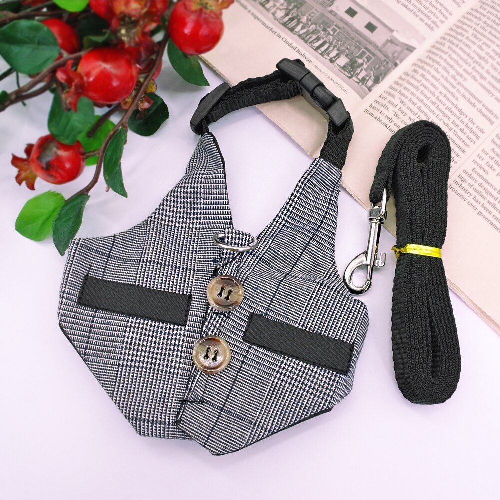 Cute Rabbit Hamster Harness Lead Leash Small Dog Cat kitten Puppy Plaid Harness and Leash Set  Escape Proof Pet Walking Harness