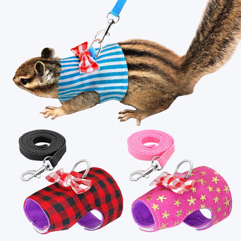 Rabbit Harness and Leash Set Small Pet Harness Rabbits Hamster Bowknot Harnesses Leash for Guinea Pig Gerbil Ferret Walking