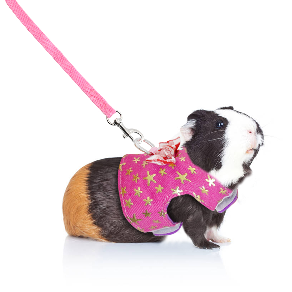 Rabbit Harness and Leash Set Small Pet Harness Rabbits Hamster Bowknot Harnesses Leash for Guinea Pig Gerbil Ferret Walking