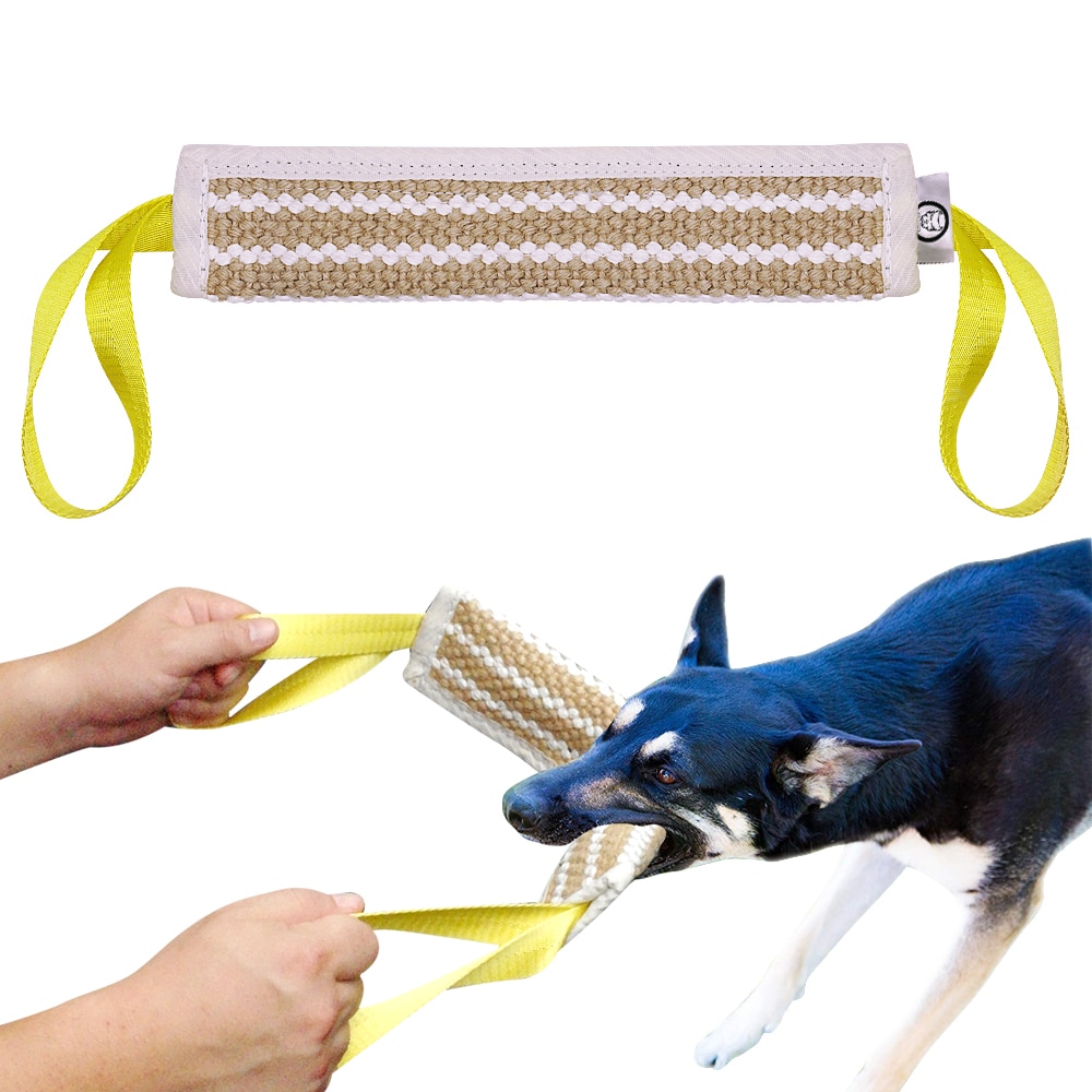 Dog Bite Tug Toy 2 Handle Jute Dogs Training Playing Toys Pet Chewing Bite Pillow For Police K9 Schutzhund Boxer German Shepherd