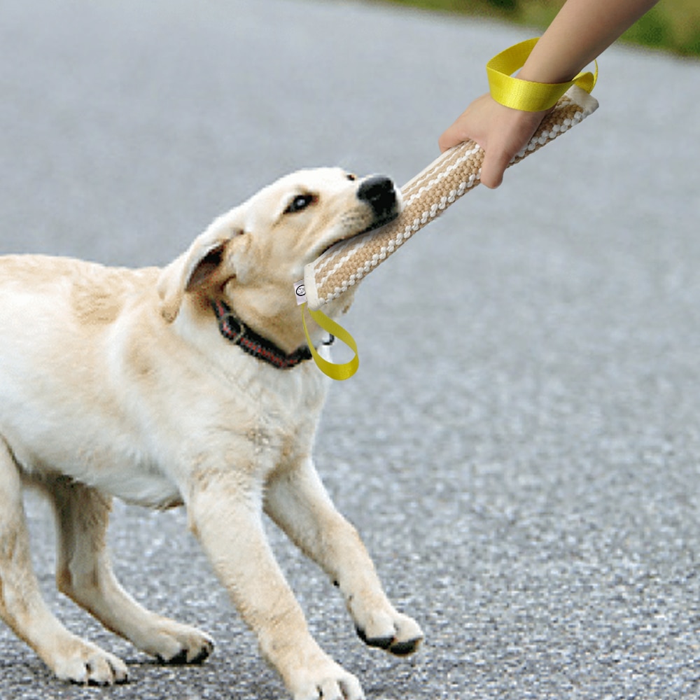 Dog Bite Tug Toy 2 Handle Jute Dogs Training Playing Toys Pet Chewing Bite Pillow For Police K9 Schutzhund Boxer German Shepherd