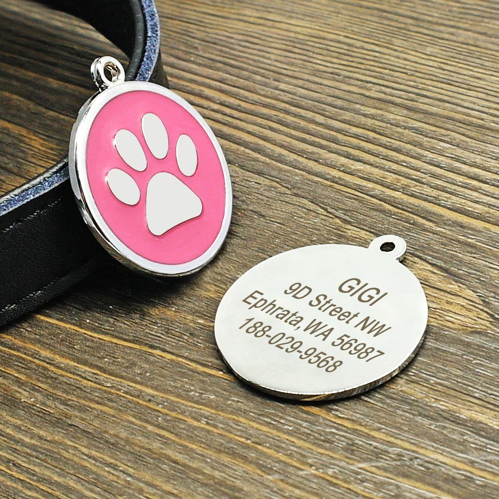 Round Paw Dog ID Tag Personalized Pet Tag Anti-lost Cat Kitten Puppy Tags Pet Collars Pendant Accessories Dog Name Tags